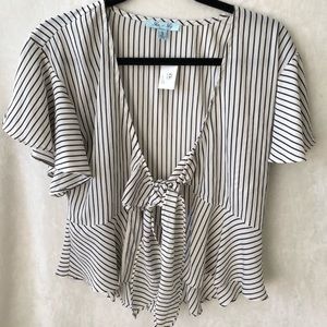 She and Sky Up Stripe Crop Top S
